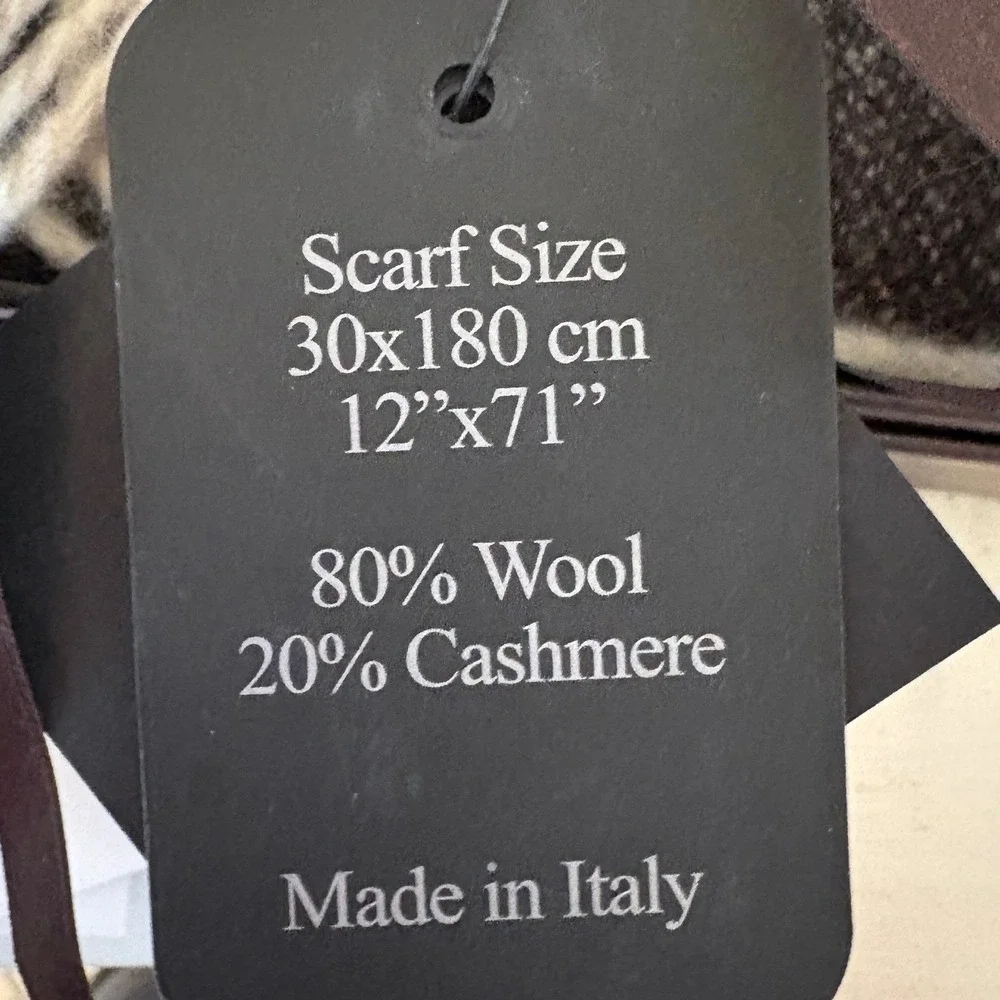 Linea Emmeti Brown Wool Cashmere Blend Scarf Made in Italy Fringed 12x71 NEW